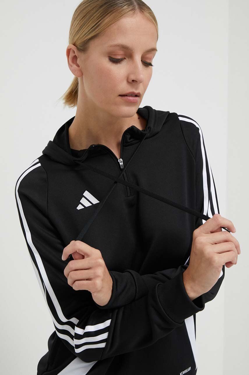 Tréningová mikina adidas Performance Tiro24 čierna farba, s kapucňou, s nášivkou