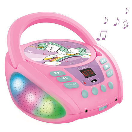 Lexibook Prenosný Bluetooth CD prehrávač Jednorožec so svetelnými efektmi
