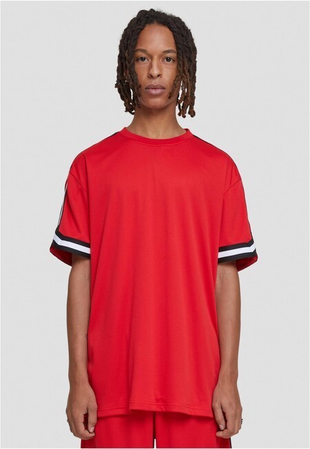 Urban Classics Oversized Stripes Mesh Tee cityred - S