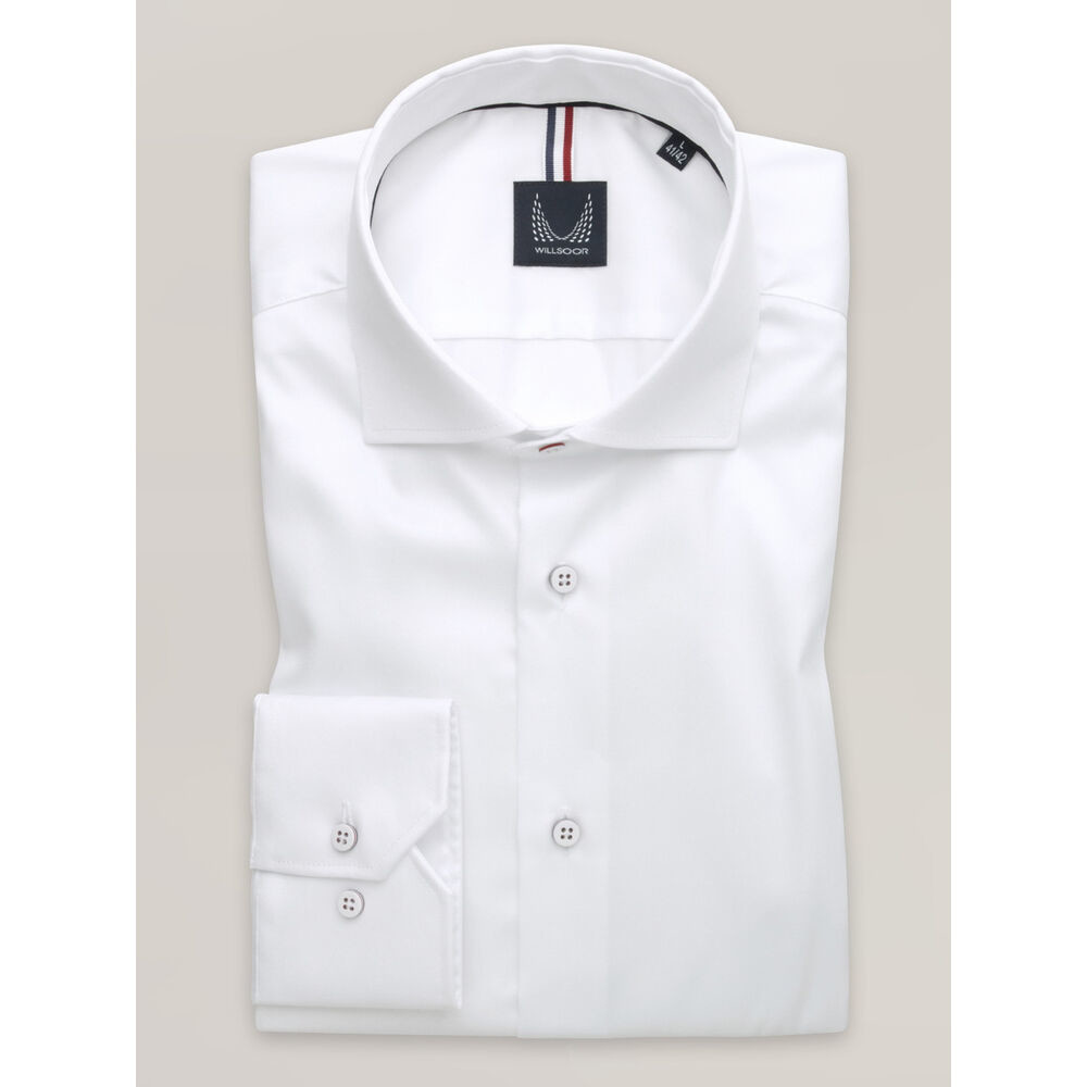 Pánska biela košeľa slim fit so štýlovými gombíkmi 16527