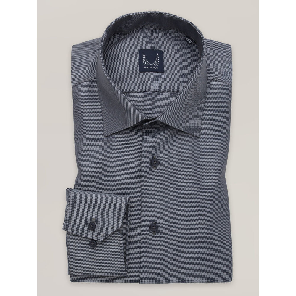 Pánska košeľa slim fit s tmavosivými diagonálnymi prúžkami 16541