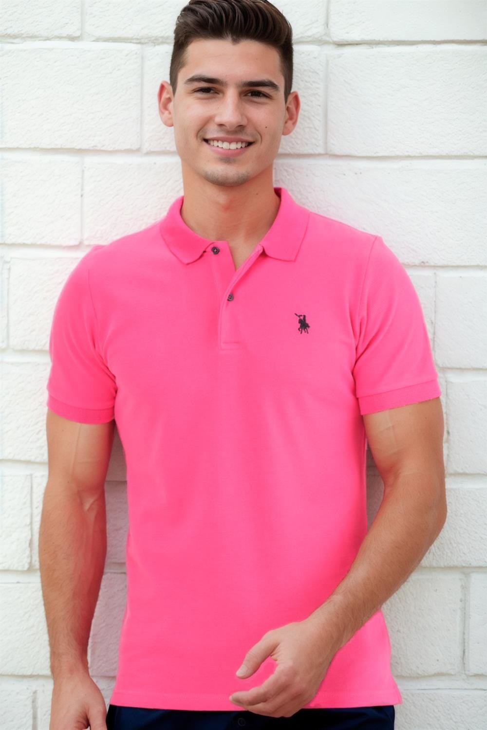 T8561 DEWBERRY MEN'S TSHIRT-OUTDOOR FUCHSIA