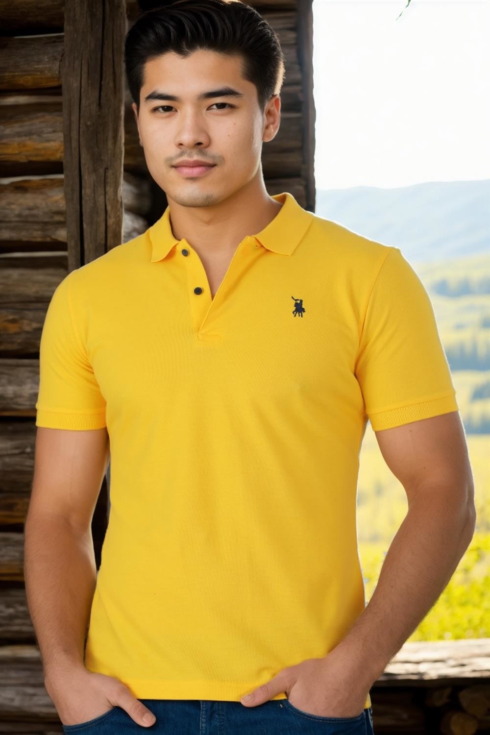 T8561 DEWBERRY MEN'S TSHIRT-LIGHT YELLOW