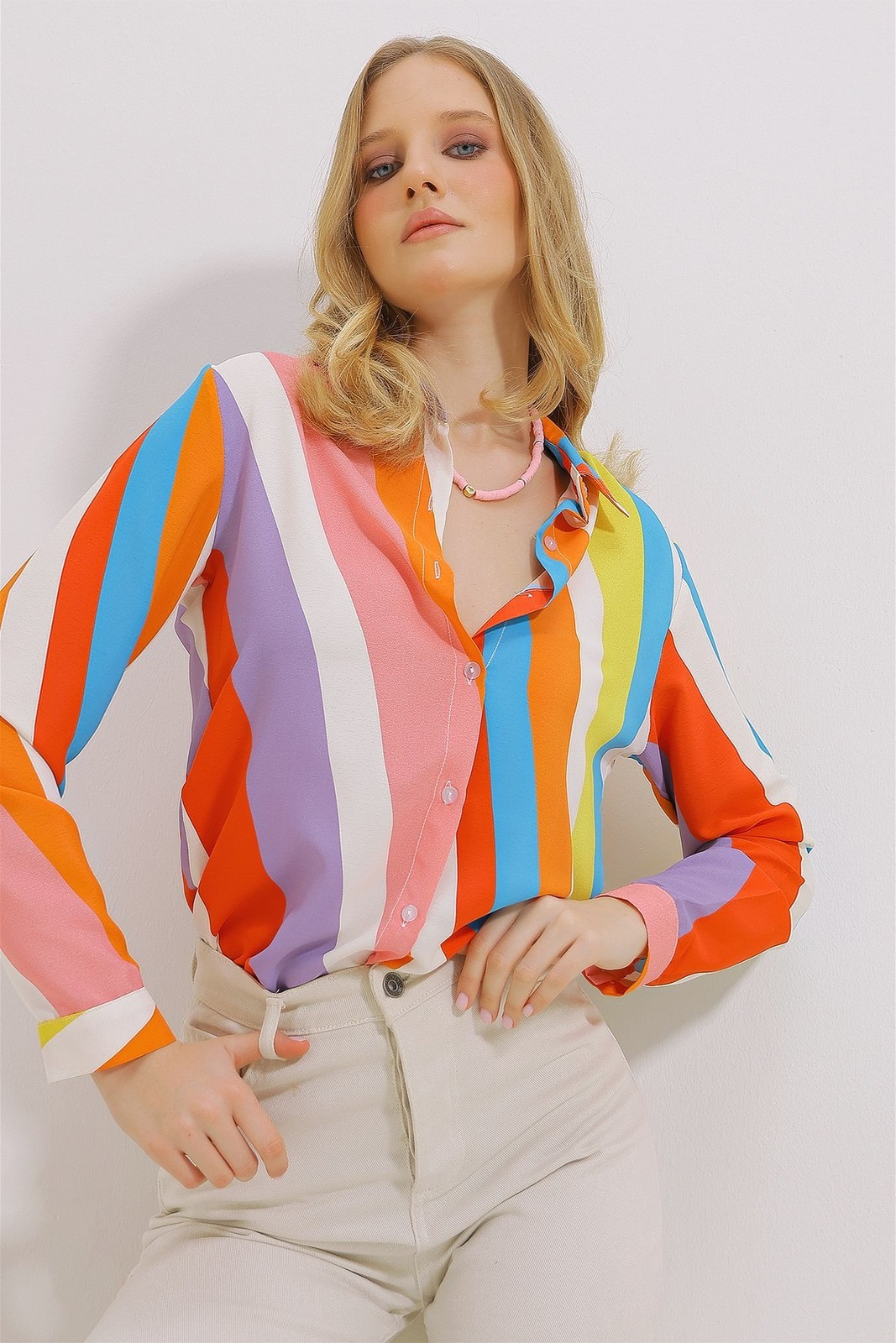Trend Alaçatı Stili Women's Mix Basic Patterned Woven Shirt