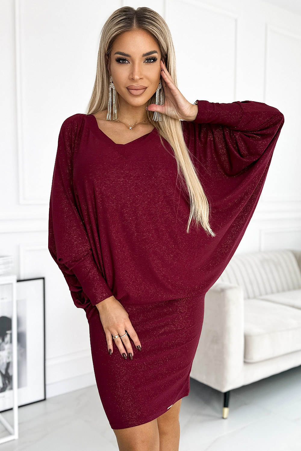 Numoco Dámske mini šaty Doc bordo 2XL/3XL