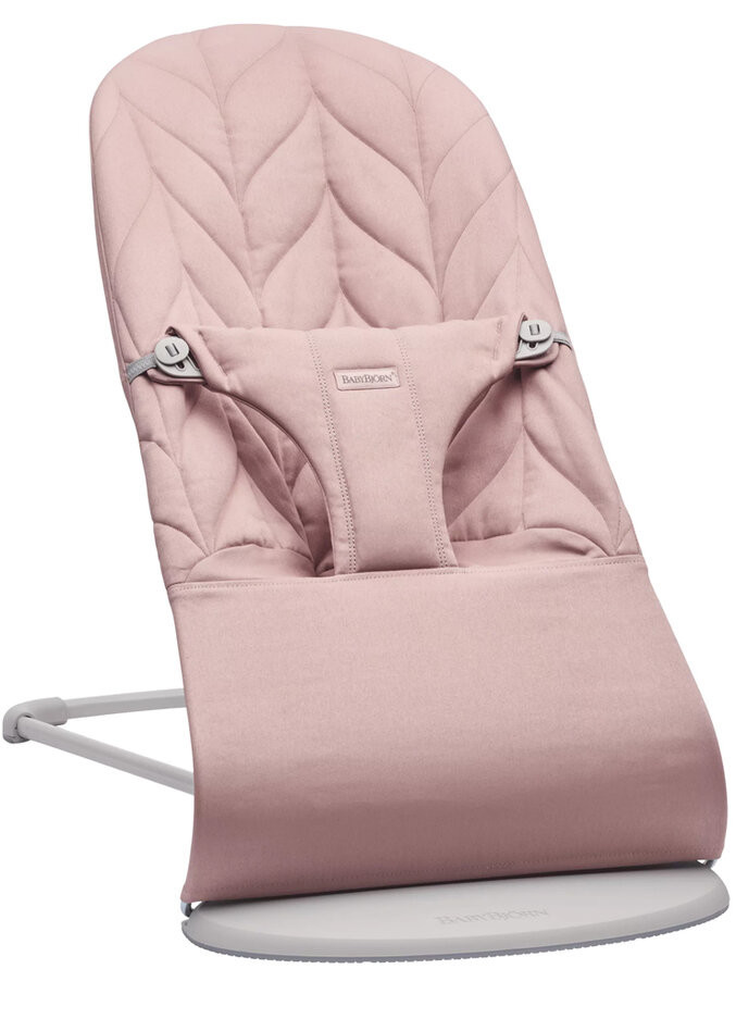 BABYBJÖRN Lehátko Bliss Dusty pink cotton Petal, svetlá šedá konštrukcia