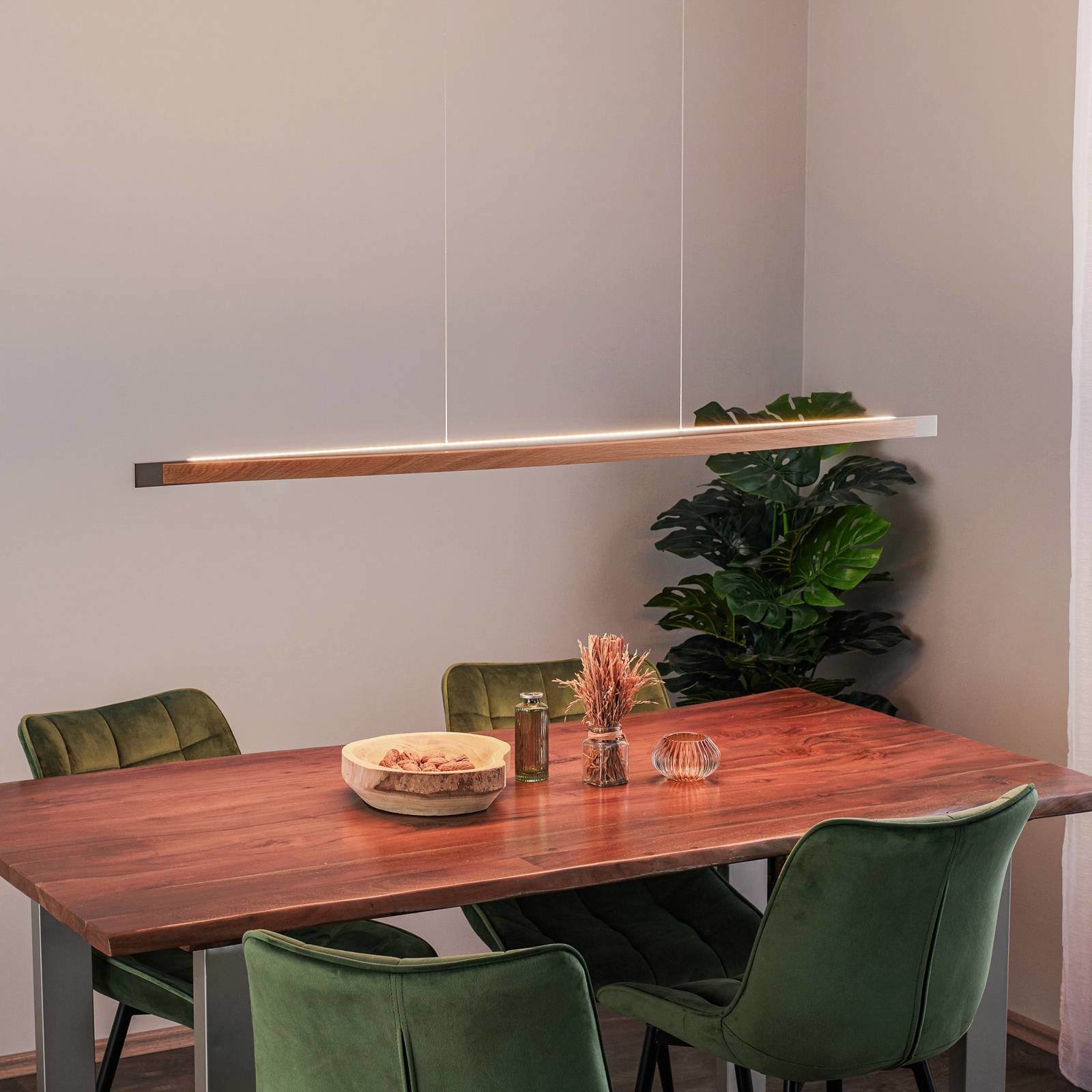 Rothfels Kiera LED závesné svetlo dub/nikel 138 cm
