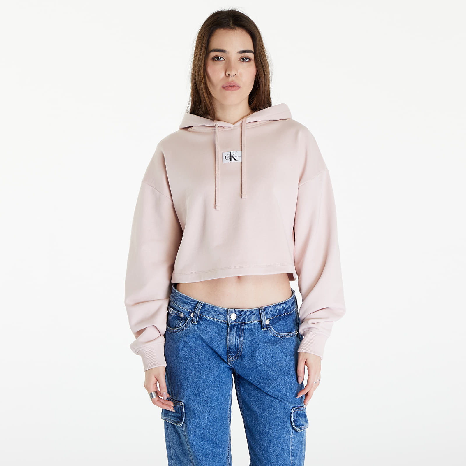 Calvin Klein Jeans Woven Label Hoodie Sepia Rose