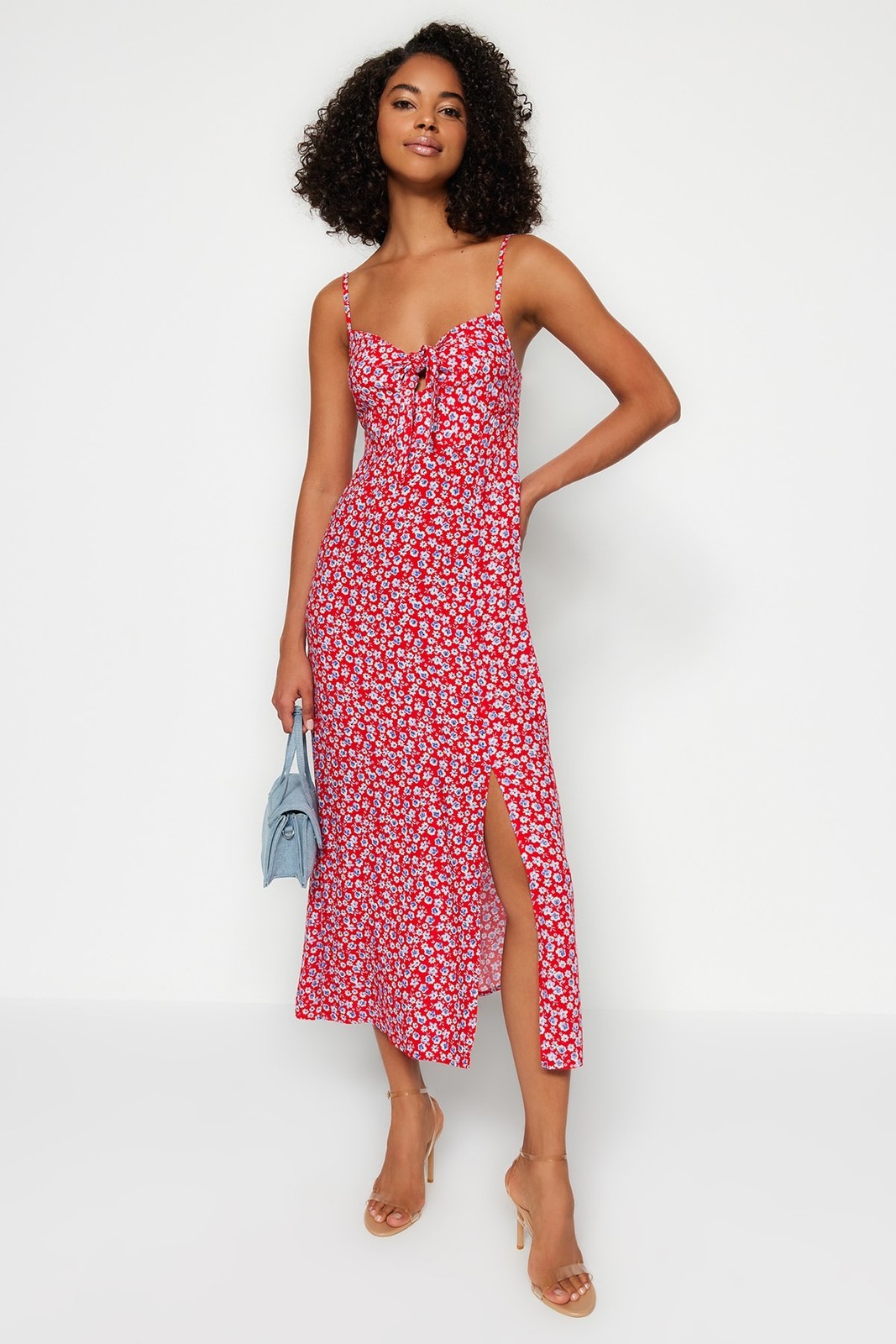 Trendyol Red Tie Detailed Strappy Woven Woven Dress