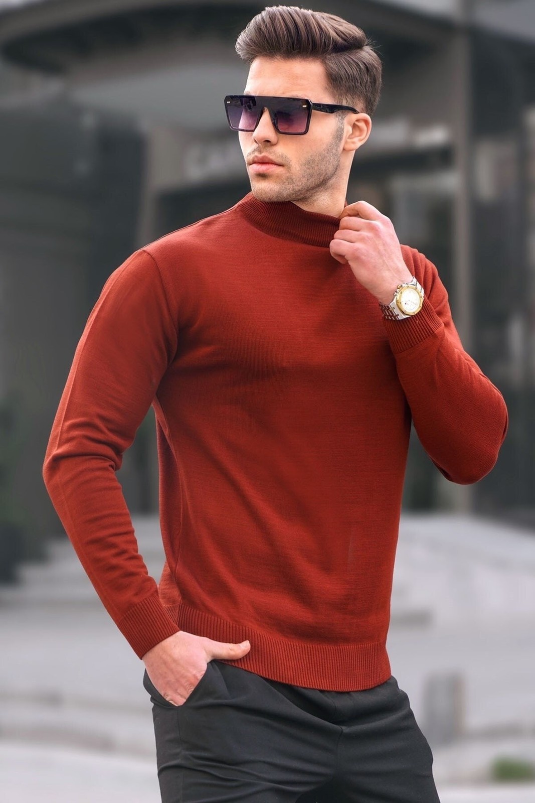 Madmext Tile Slim Fit Half Turtleneck Men's Knitwear Sweater 6343