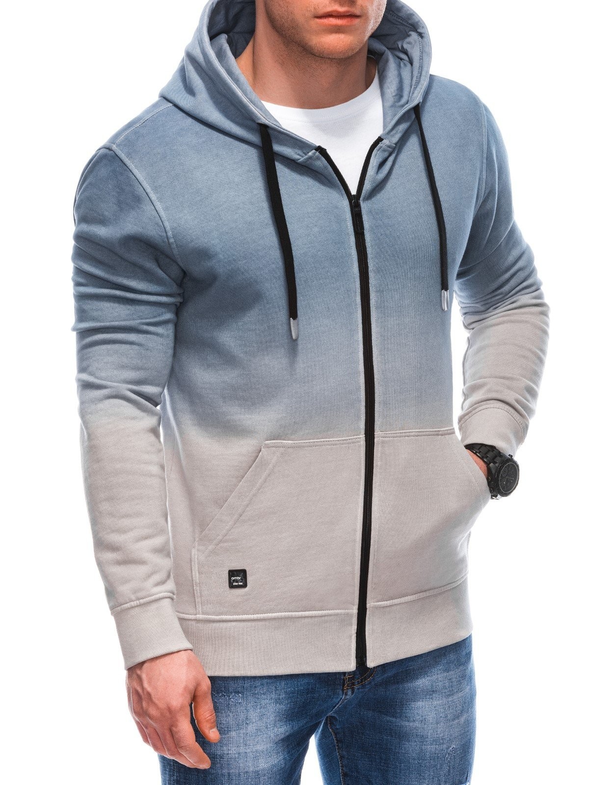 Edoti OM-SSWS-0127 men's unbuttoned hooded sweatshirt