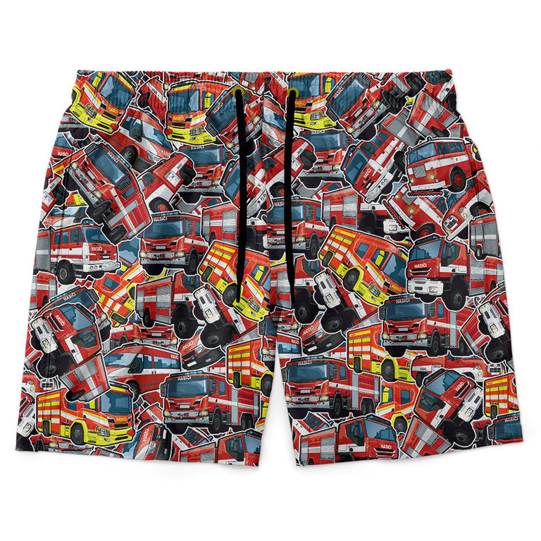 Pánské plavky short – Hasičské vozy (Veľkosť: S)