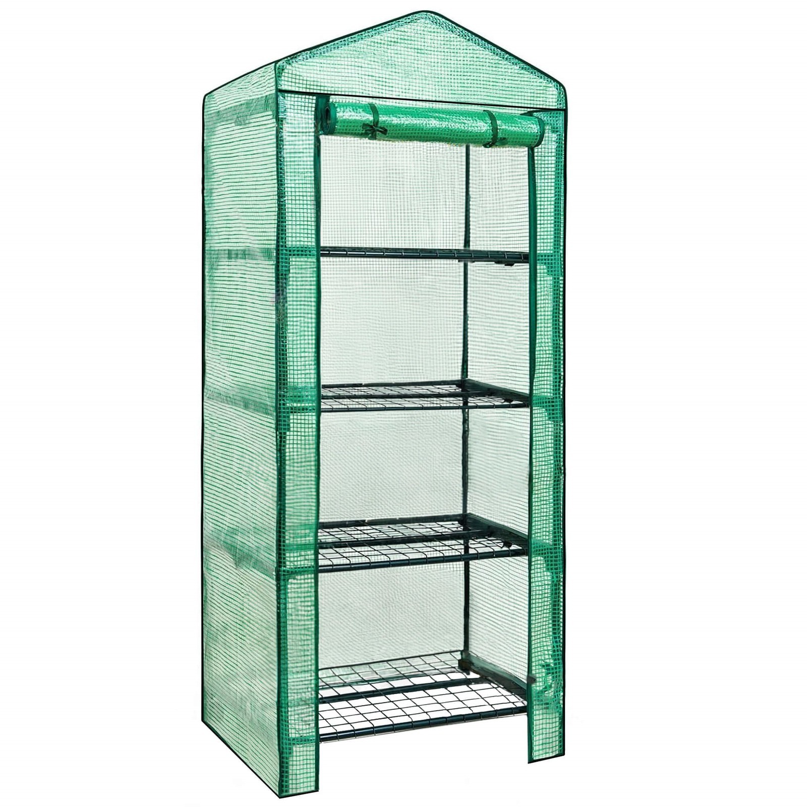 Springos Záhradný skleník - 4 police - fólia UV4 130g/m2 - 1,6x0,5x0,7 m - zelená