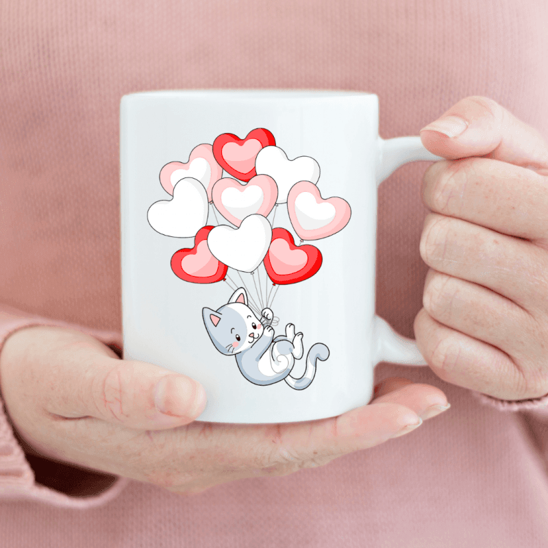 KH5-07 DR Hrnček - Hearts ballons cat 330ml