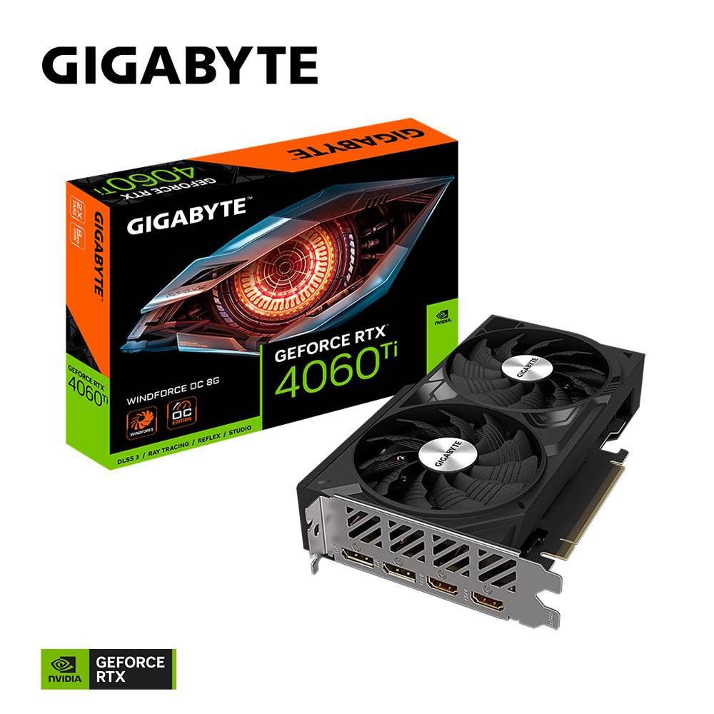 GIGABYTE VGA NVIDIA GeForce RTX 4060 Ti WINDFORCE 8G OC, RTX 4060 Ti, 8GB GDDR6, 2xDP, 2xHDMI