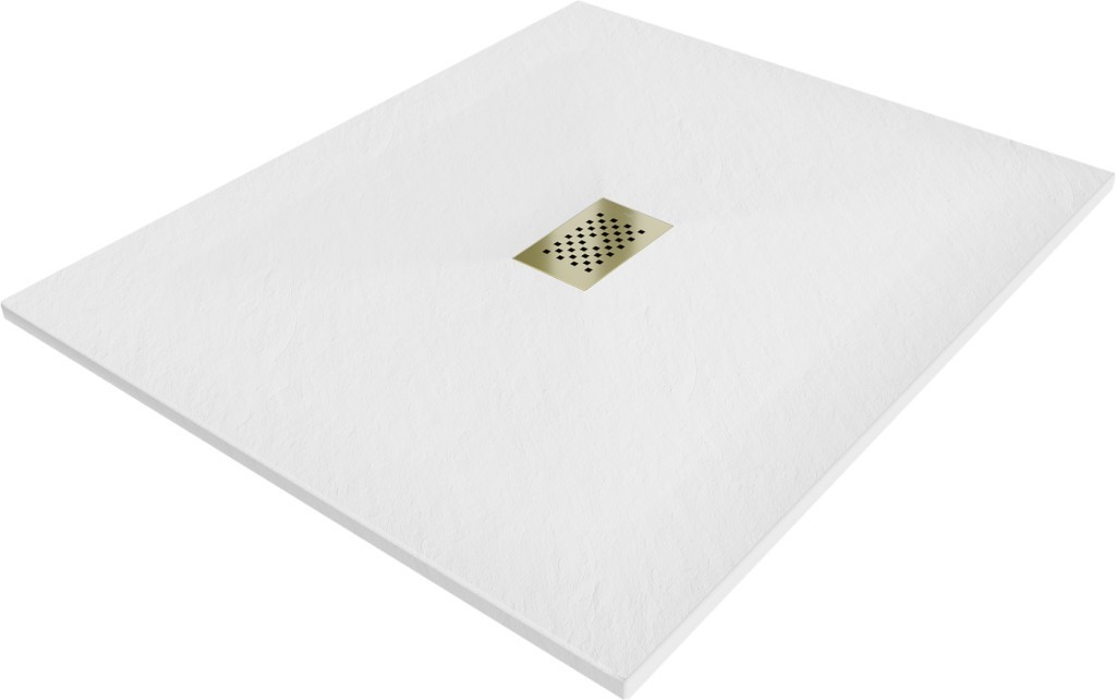 MEXEN/S - Hugo sprchová vanička SMC 110x100 cm, biela, krytka zlatá 42101011-G