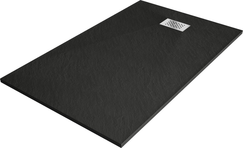 MEXEN/S - Hugo sprchová vanička SMC 140x80 cm, čierna, krytka nerez 42708014-X