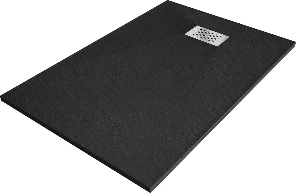 MEXEN/S - Hugo sprchová vanička SMC 120x90 cm, čierna, krytka nerez 42709012-X