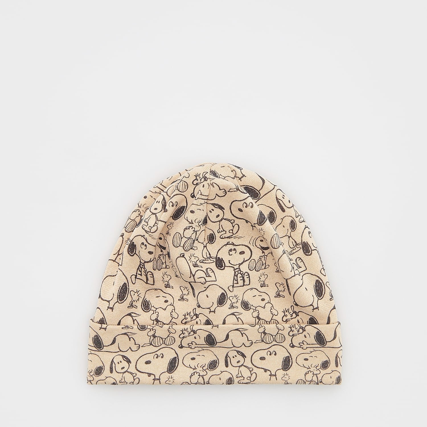 Reserved - Bavlnená čiapka beanie Snoopy - Krémová