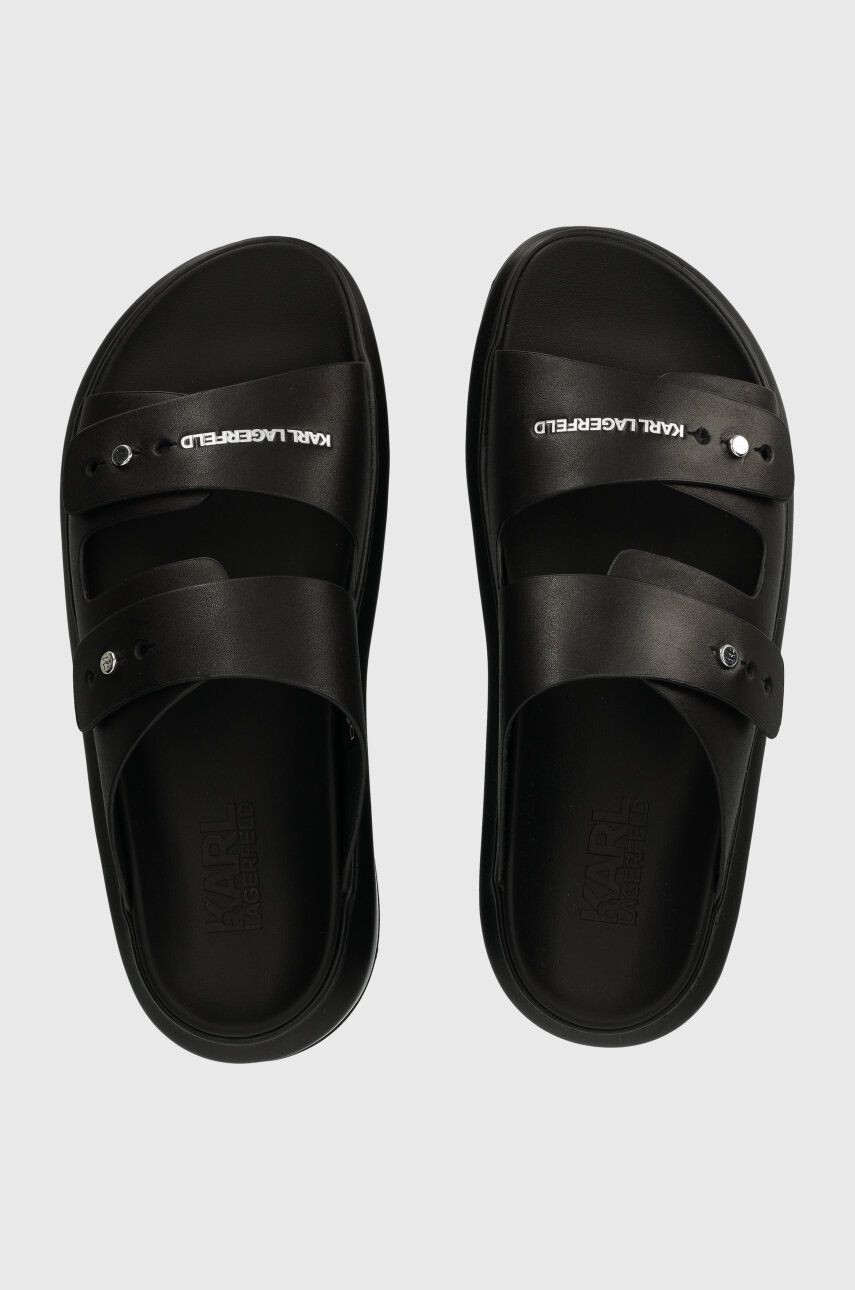 Kožené šľapky Karl Lagerfeld KAPRI MENS pánske, čierna farba, KL52504