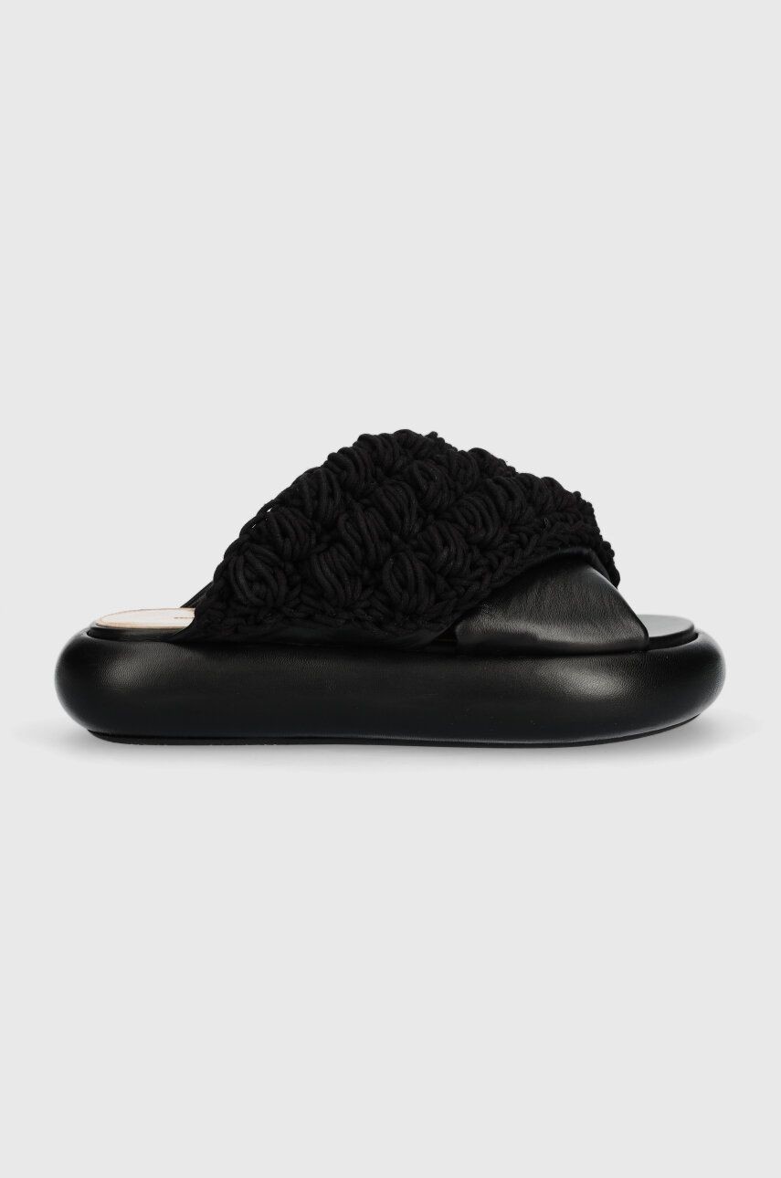 Šľapky JW Anderson Crochet Twister dámske, čierna farba, na platforme, ANW42027A