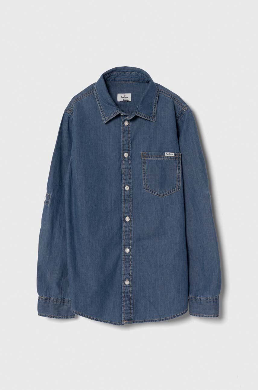 Detská bavlnená košeľa Pepe Jeans PORTEZ JR tmavomodrá farba