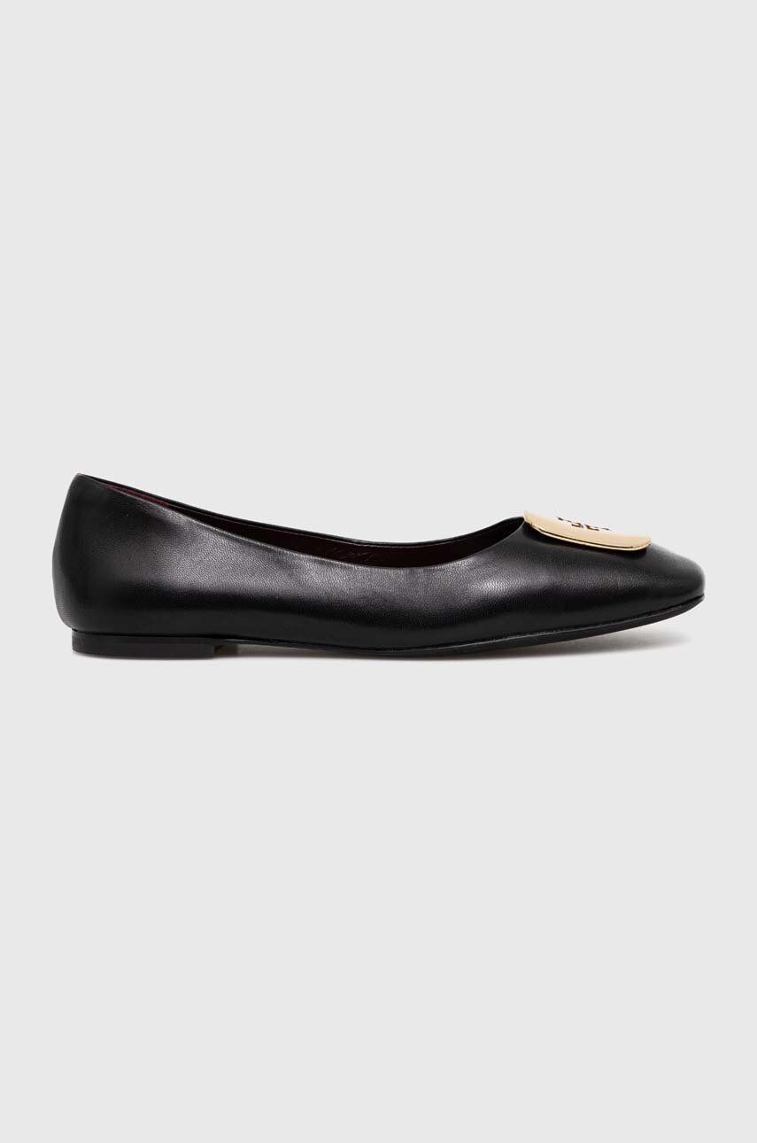 Kožené balerínky Tory Burch Georgia Ballet čierna farba, 154077.006