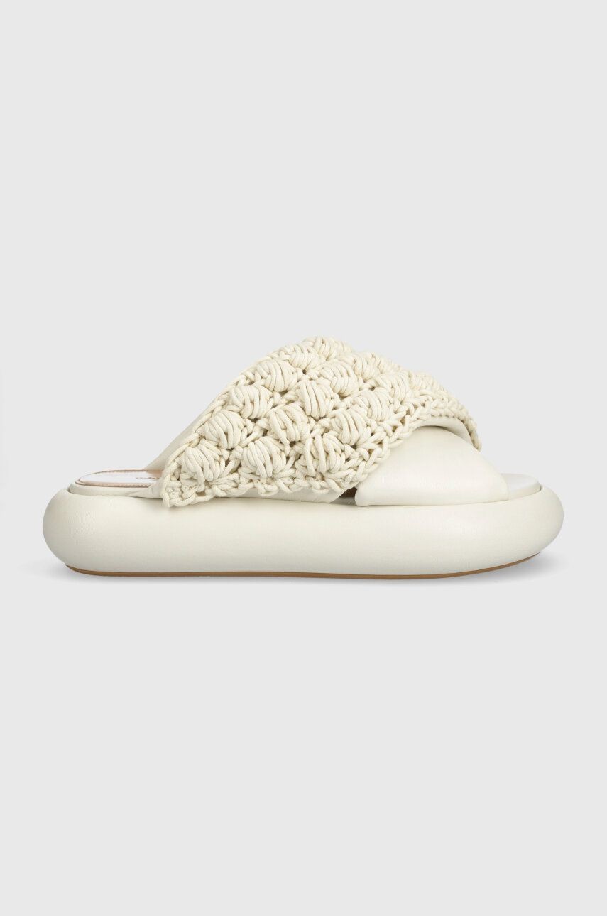 Šľapky JW Anderson Crochet Twister dámske, béžová farba, na platforme, ANW42027A