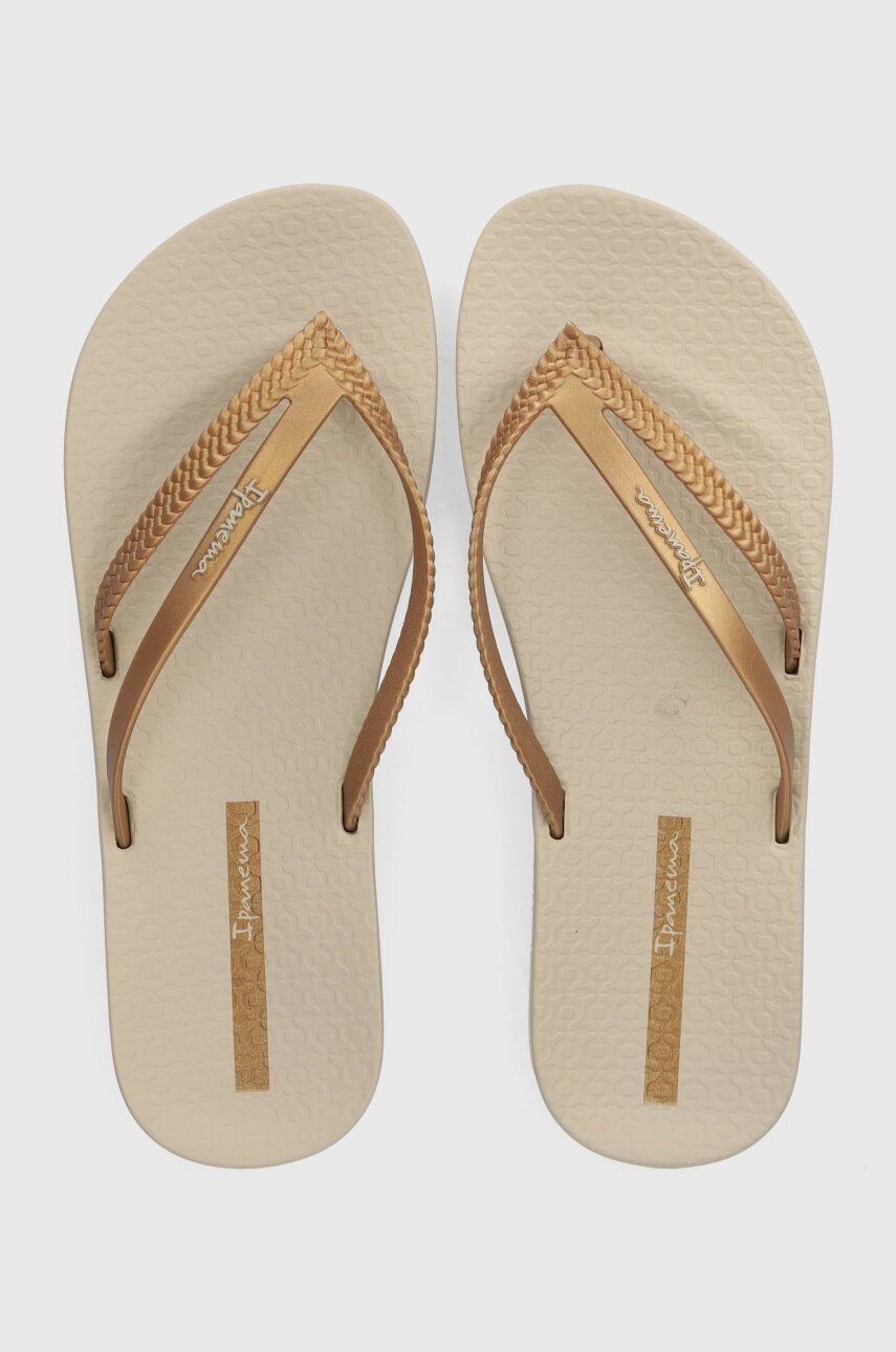 Žabky Ipanema BOSSA SOFT V dámske, zlatá farba, na plochom podpätku, 82840-AQ441