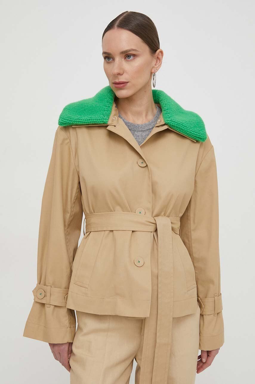 Bavlnená bunda Custommade béžová farba, prechodná