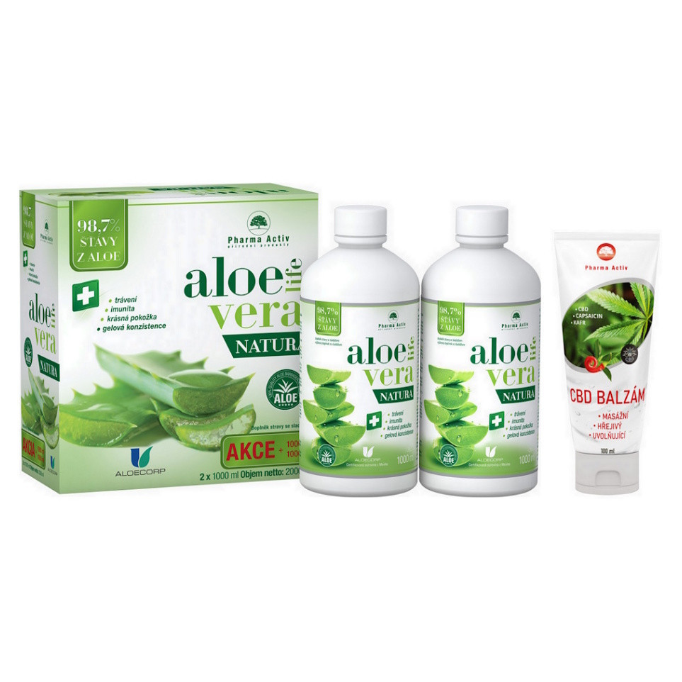 PHARMA ACTIV AloeVeraLife NATURA 2 x 1000 ml + CBD balzam 100 ml