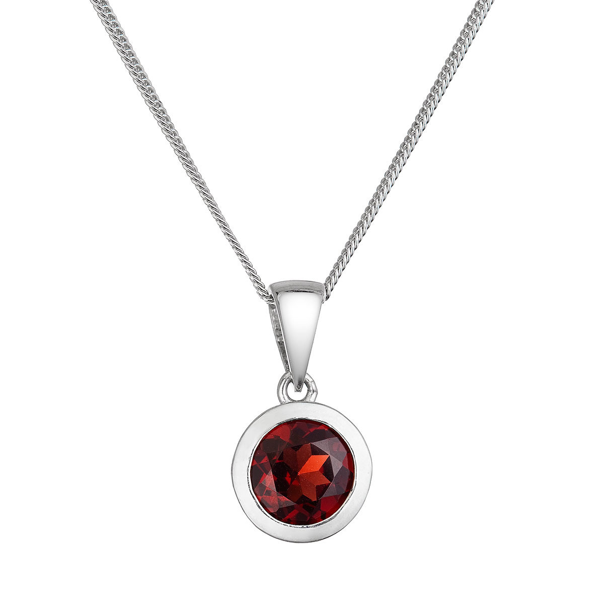 Strieborný náhrdelník s pravým minerálnym kameňom červený 12081.3 garnet