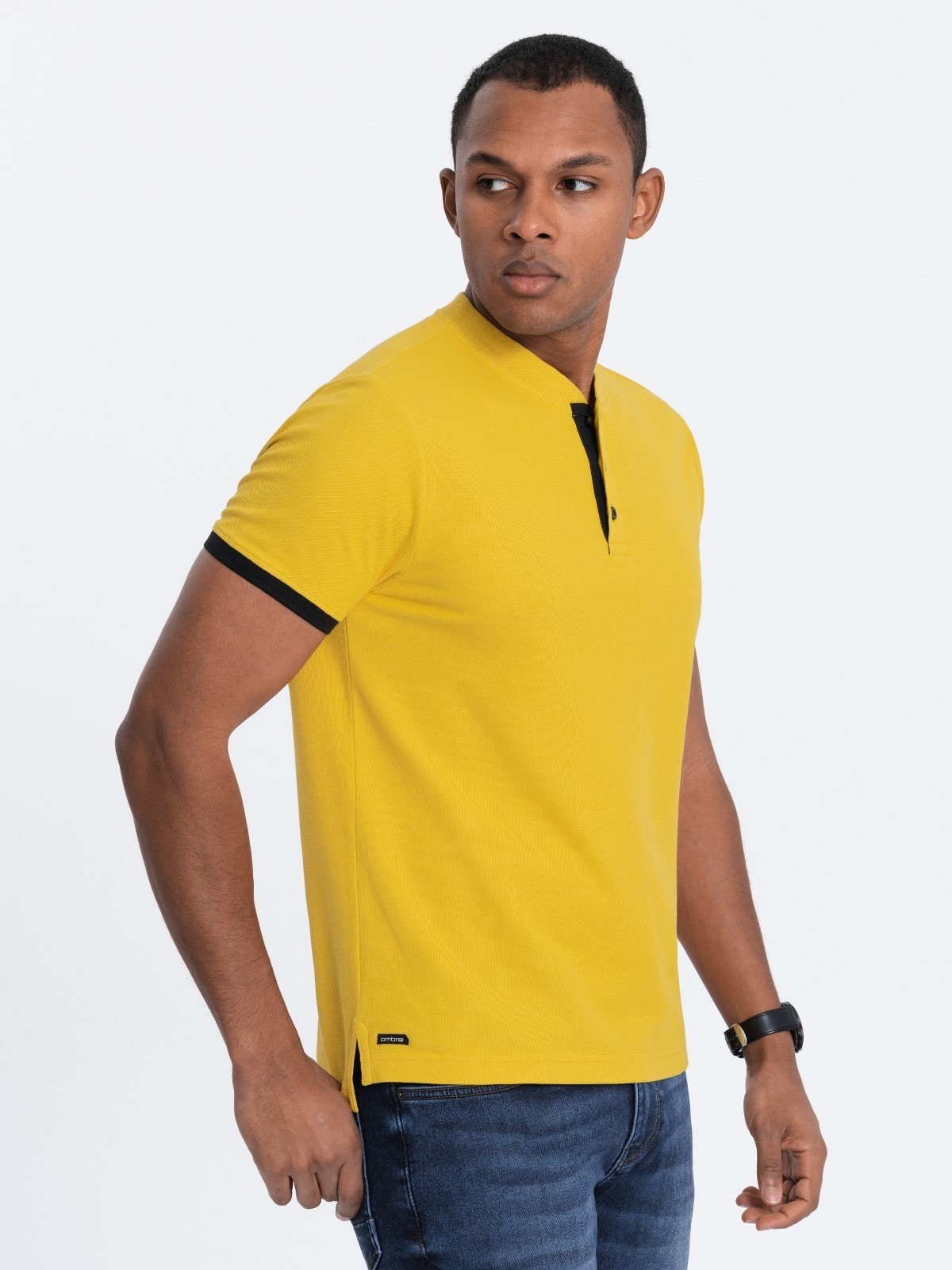 Ombre Men's collarless polo shirt - yellow
