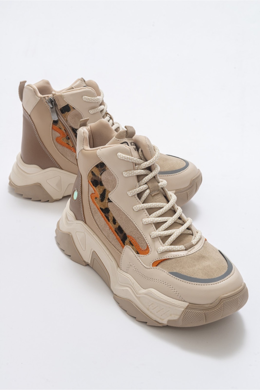LuviShoes Olivia Women's Beige Patterned Sports Boots.