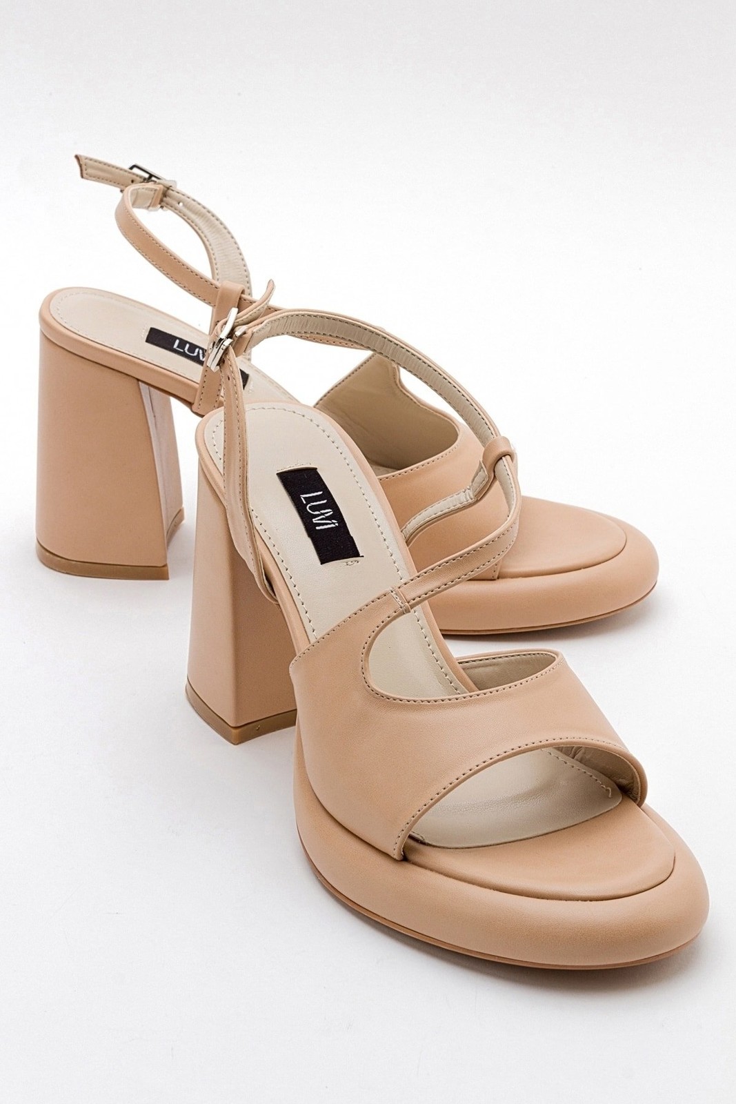 LuviShoes JUGA Women's Beige Skin Heels Shoes