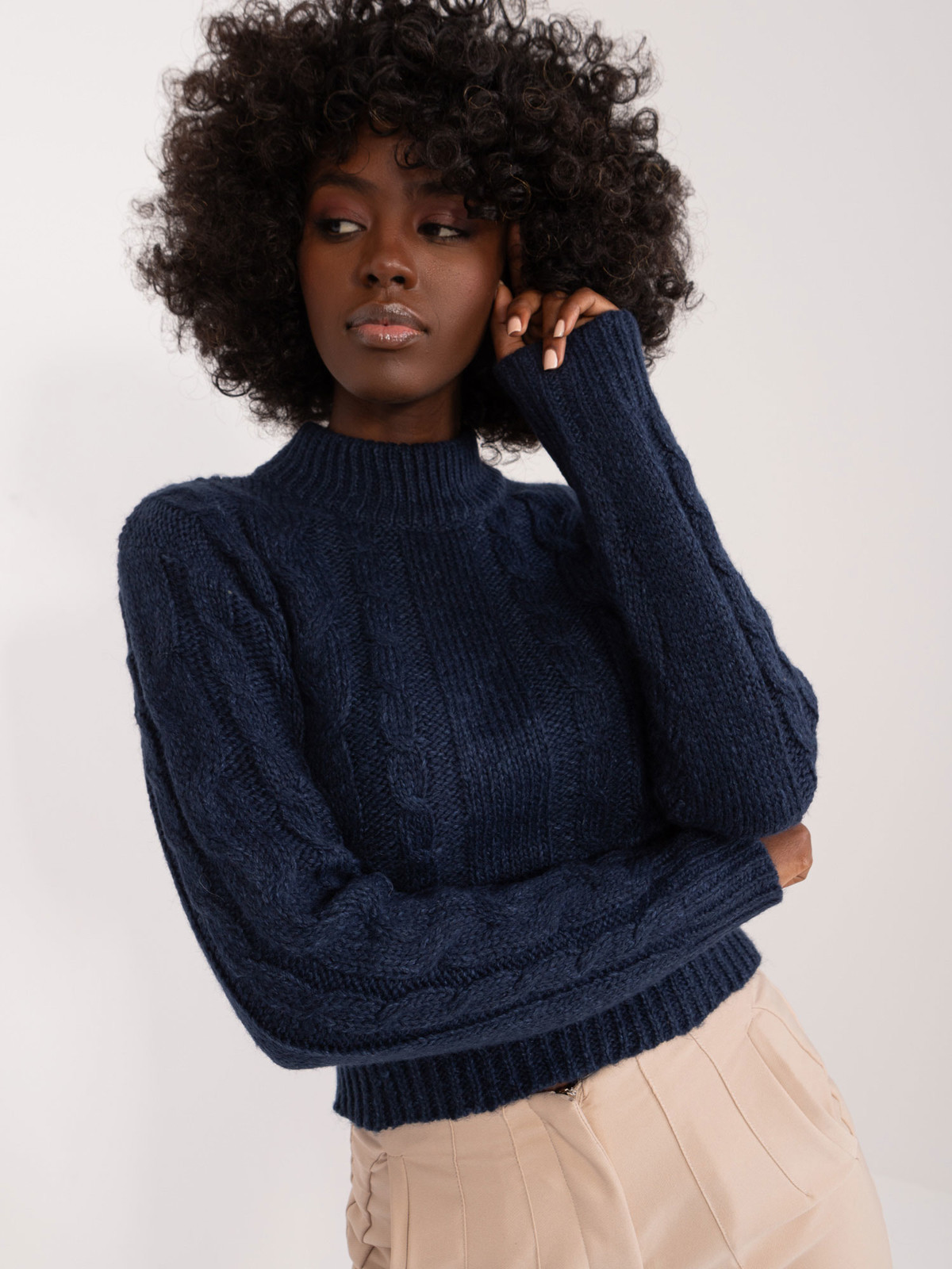 Navy blue cable knitted sweater from MAYFLIES