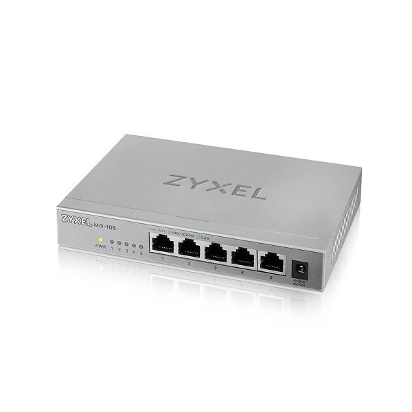 Zyxel XMG-105 5 portov 2,5 G + 1 SFP+, 4 porty 70 W PoE++ Desktop MultiGig unmanaged Switch
