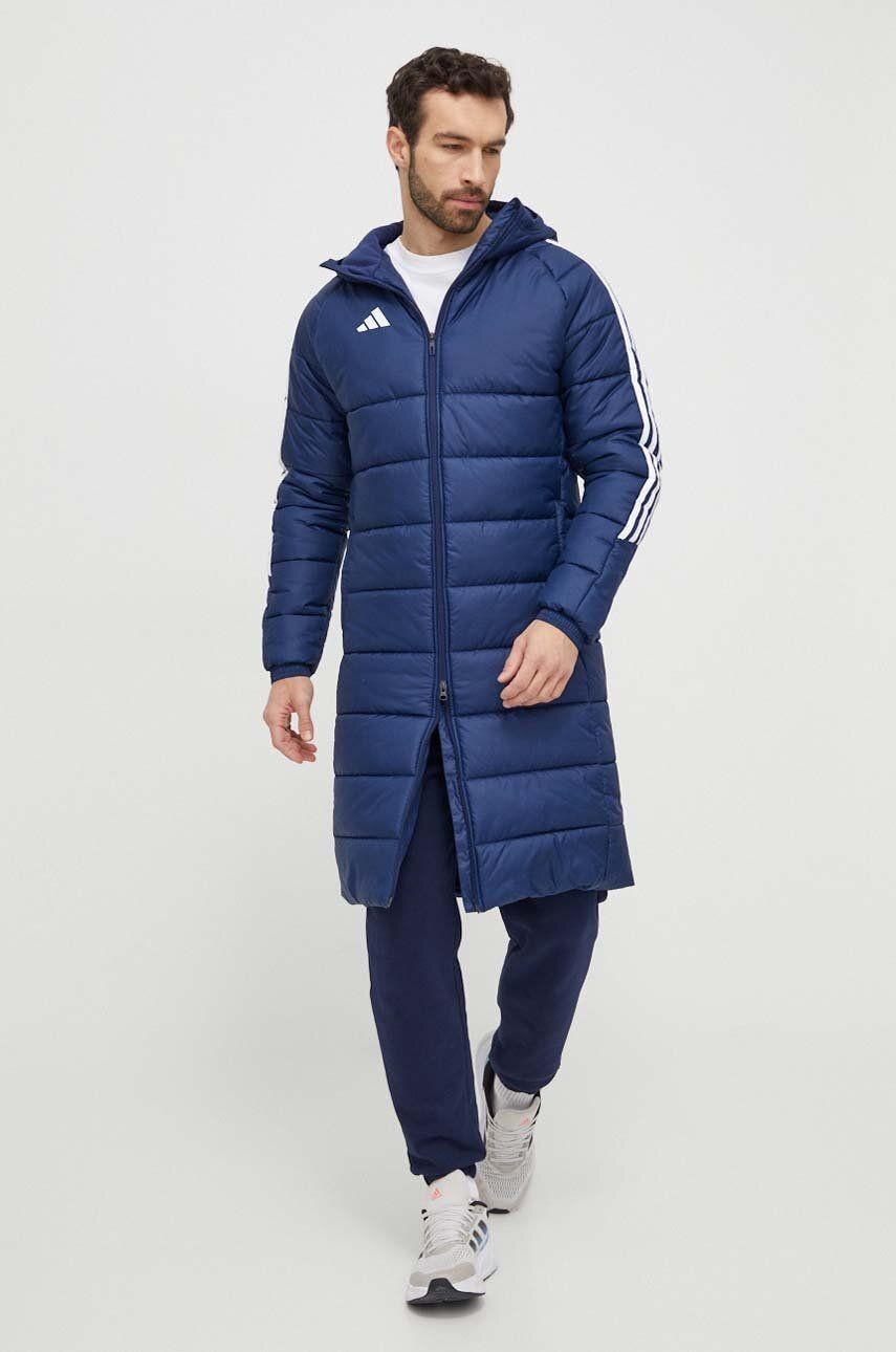 Bunda adidas Performance TIRO pánska, tmavomodrá farba, zimná