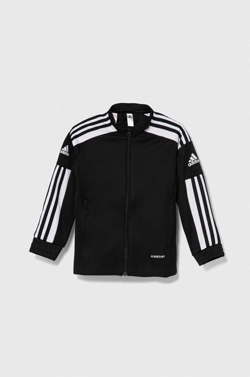 Detská mikina adidas Performance SQ21 TR JKT Y čierna farba, vzorovaná