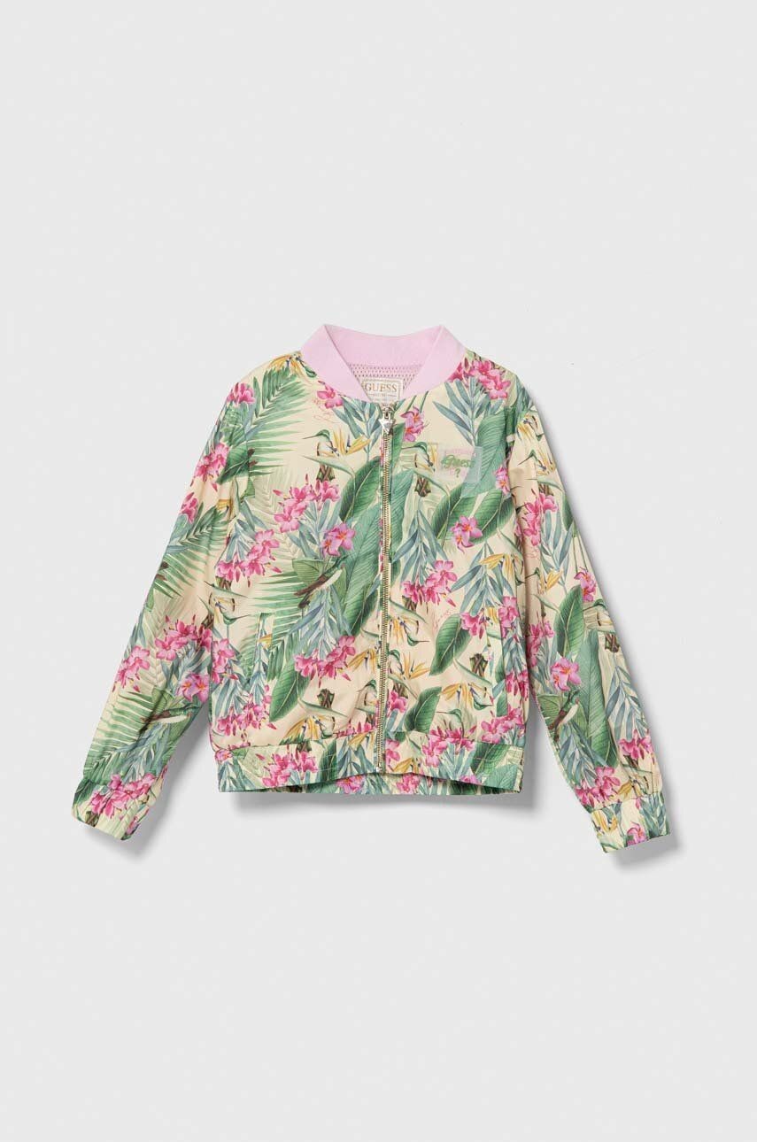 Detská bunda bomber Guess zelená farba