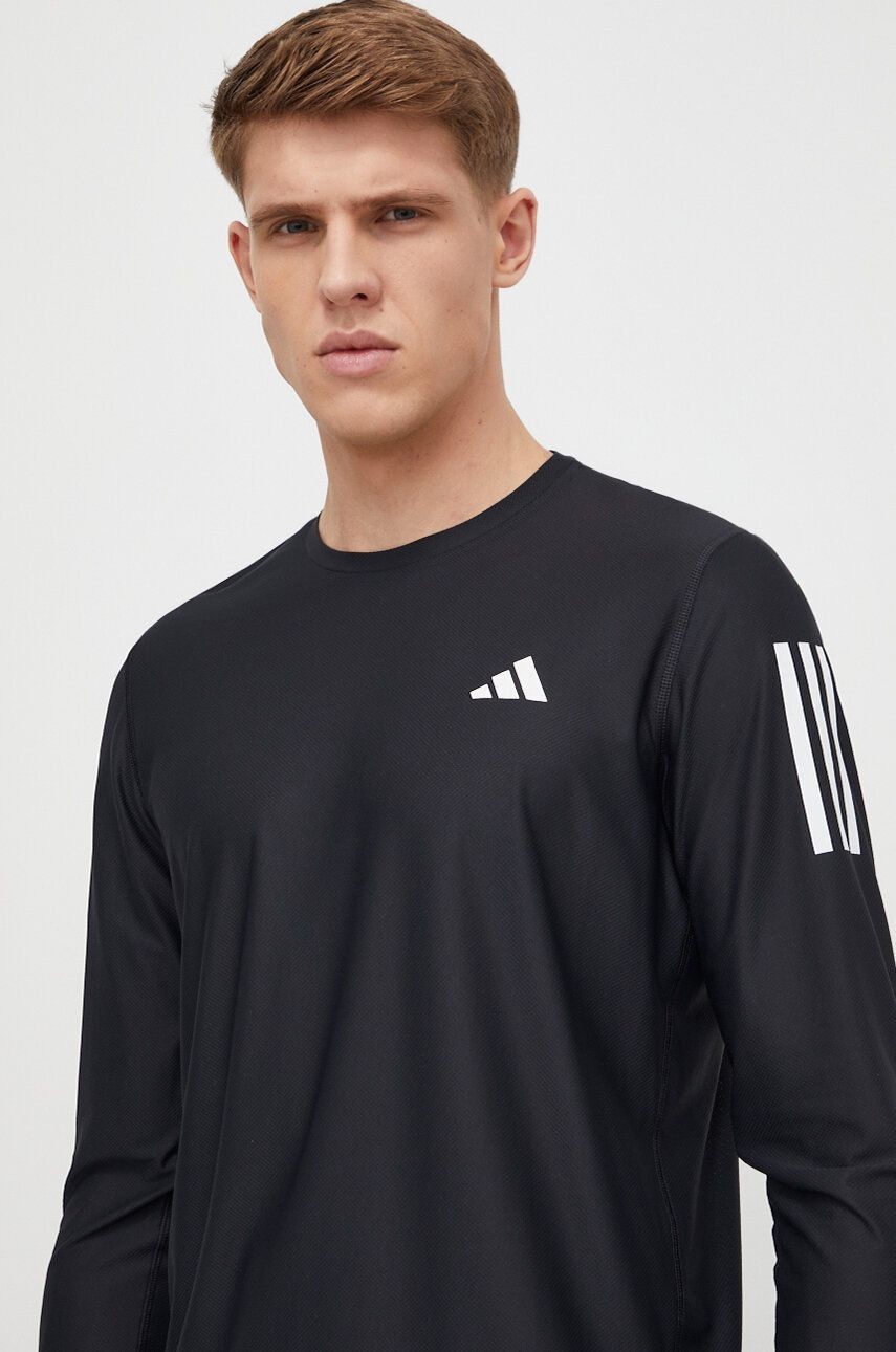 Bežecké tričko s dlhým rukávom adidas Performance Own the Run čierna farba, s potlačou