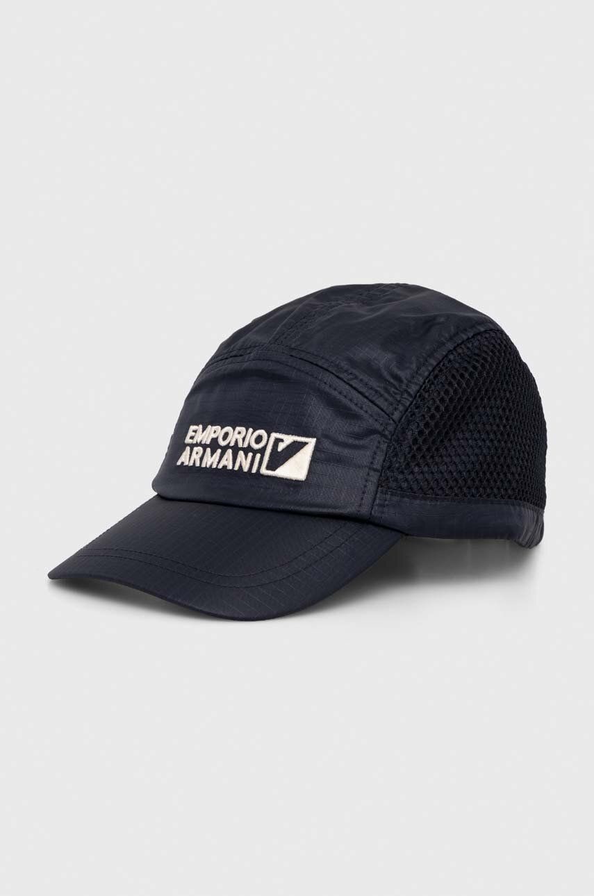 Detská baseballová čiapka Emporio Armani čierna farba, s nášivkou