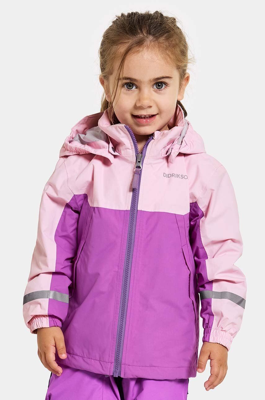 Detská nepremokavá bunda Didriksons PILVI KIDS JKT fialová farba
