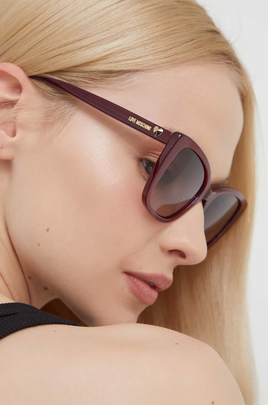 Slnečné okuliare Love Moschino dámske, bordová farba