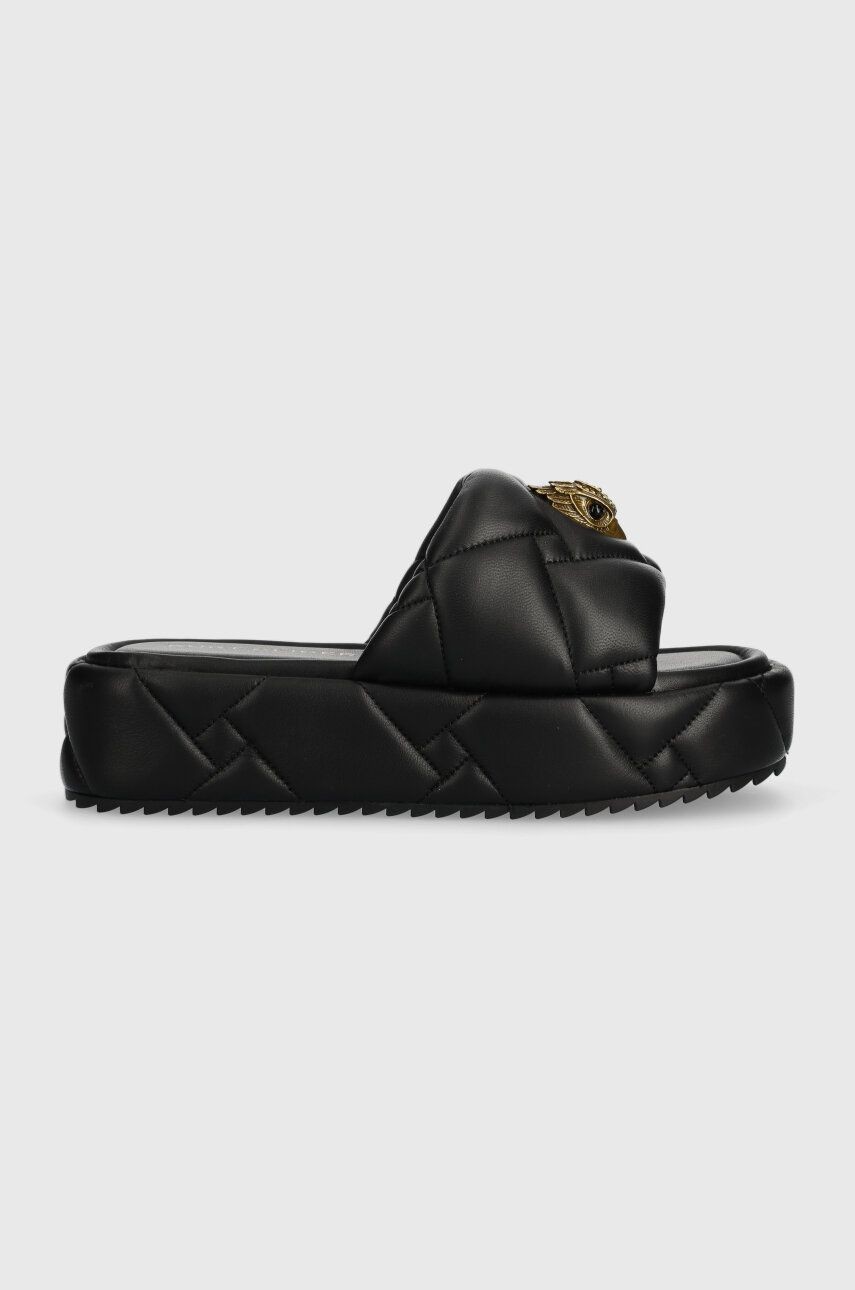Kožené šľapky Kurt Geiger London Kensington Puff Flatform dámske, čierna farba, na platforme, 2017800109