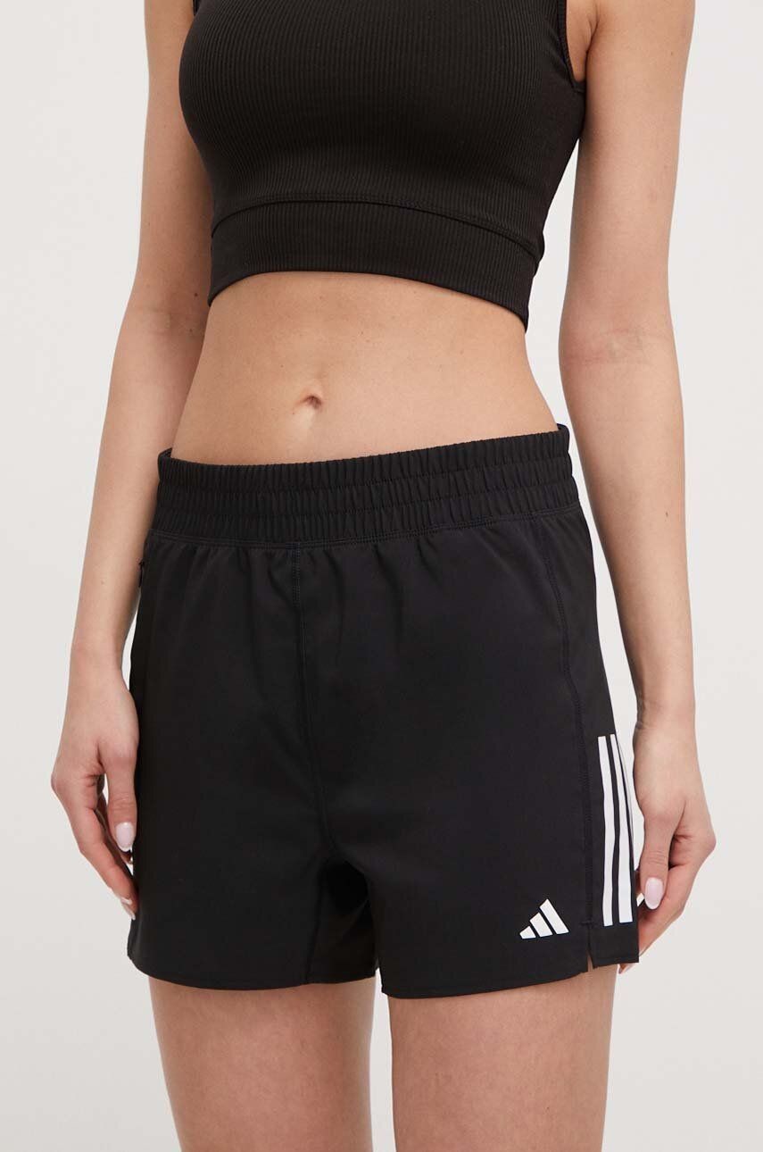 Bežecké šortky adidas Performance Own the Run čierna farba, s potlačou, vysoký pás