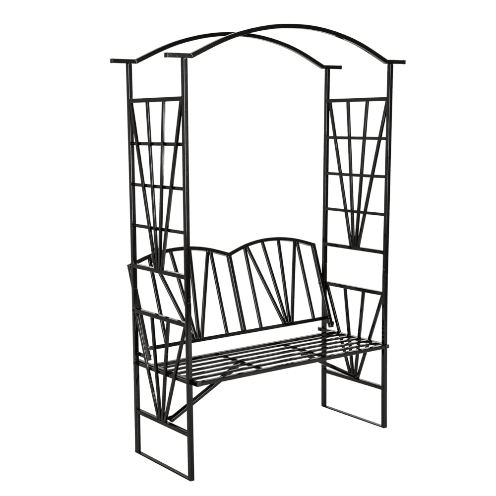 KONDELA Záhradná lavička s pergolou, čierna, HAIFA