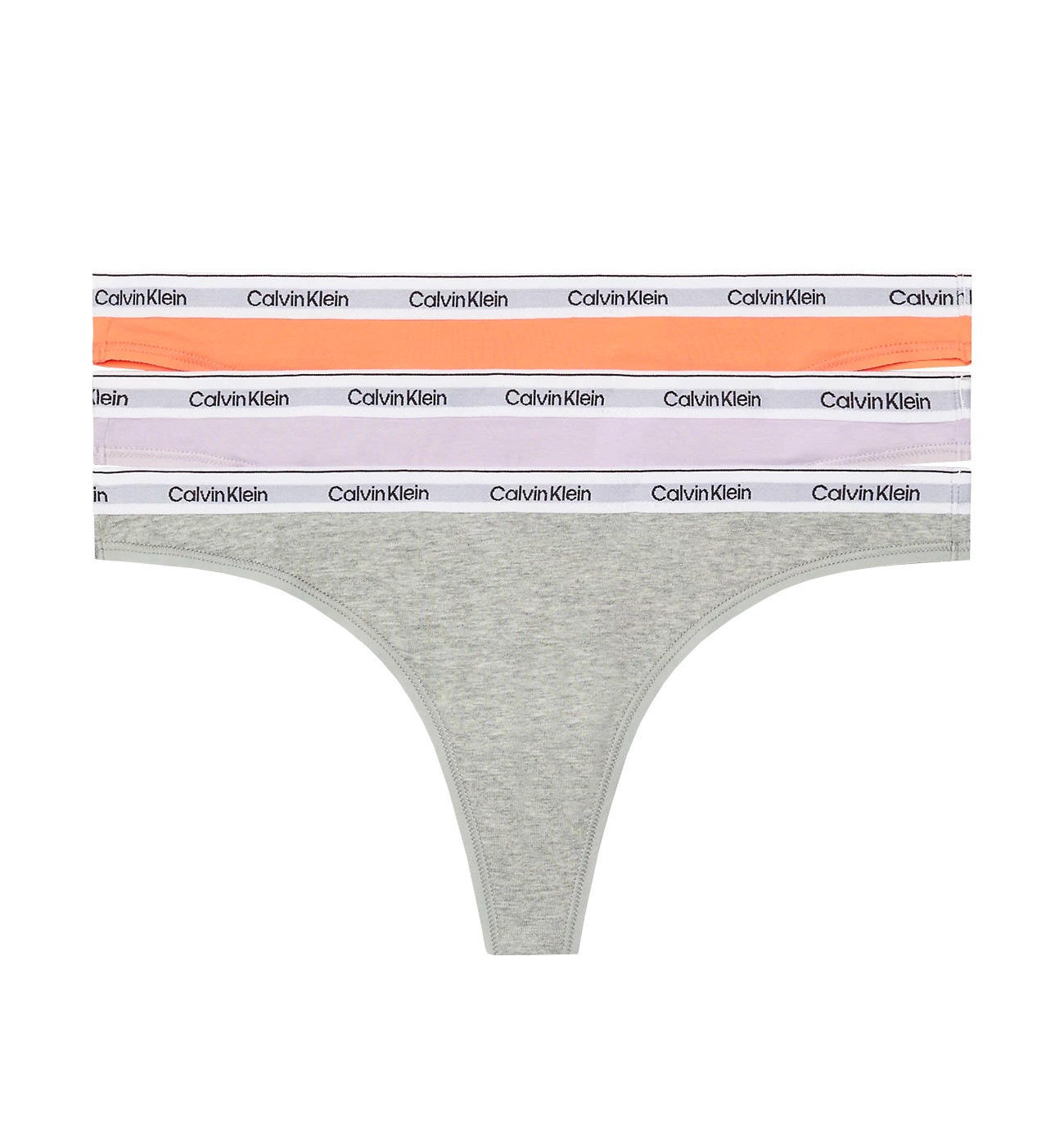 CALVIN KLEIN - tangá 3PACK Modern logo stretch cotton lavender & orange combo - limitovaná edícia