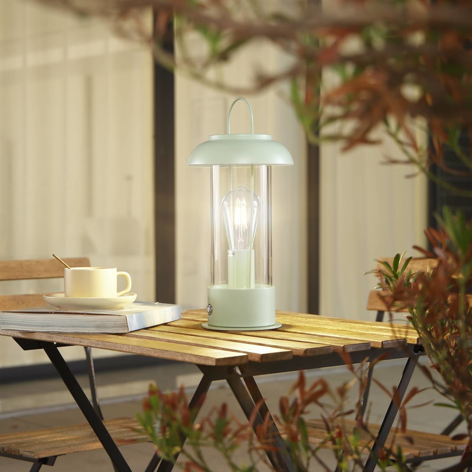 Lindby LED dobíjacia stolová lampa Yvette, zelená, IP44