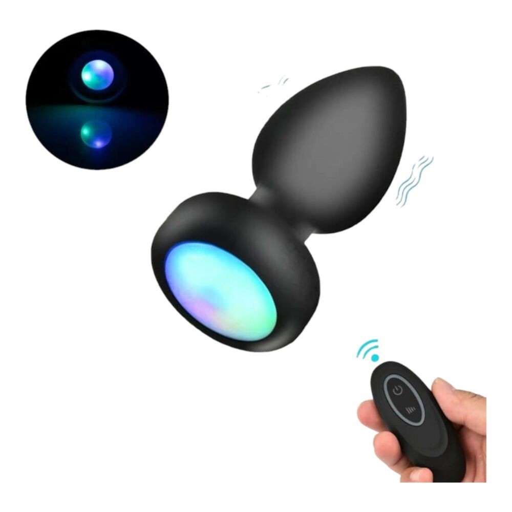 Mrow - Illuminating, Radio-Controlled, Rechargeable Anal Vibrator (Black)